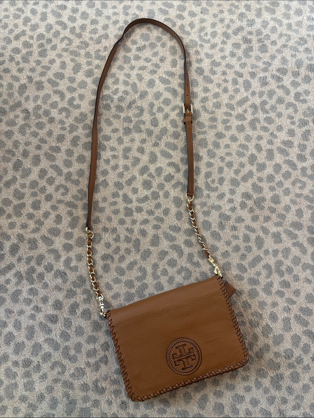 Tory Burch Bag Marion Foldover Crossbody Pebble Leather